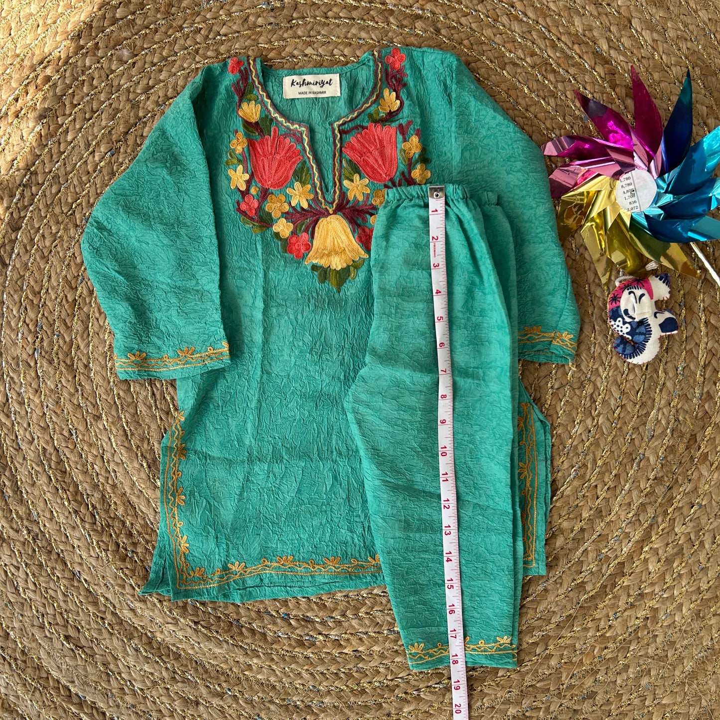 Blue Kashmiri Kids Kurti Set (upto 2y)