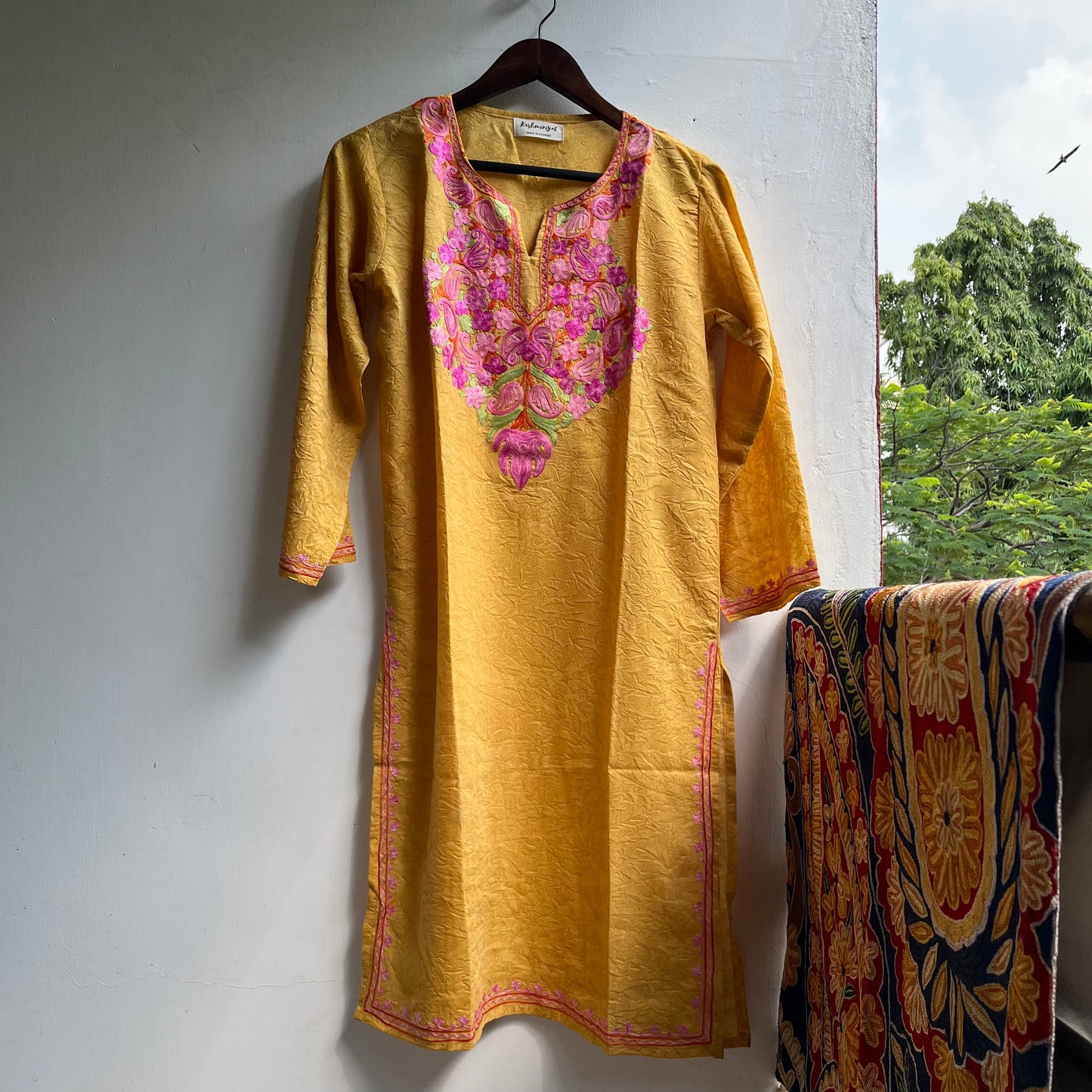 Mustard Kashmiri Kurti