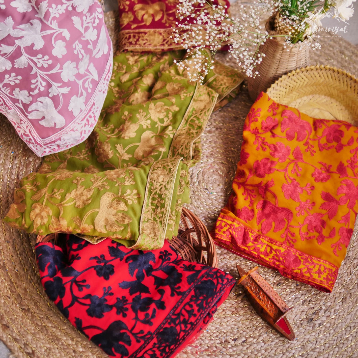 Kashmiri Orange Georgette Saree