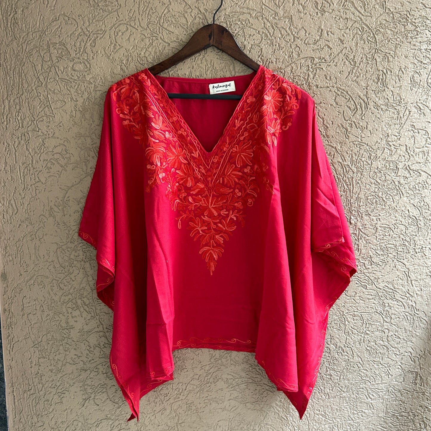 Red Cotton Kaftan Top