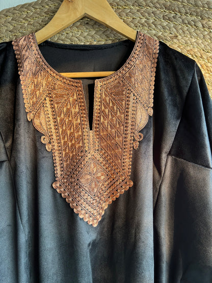Kashmiri Black Copper Velvet Suit