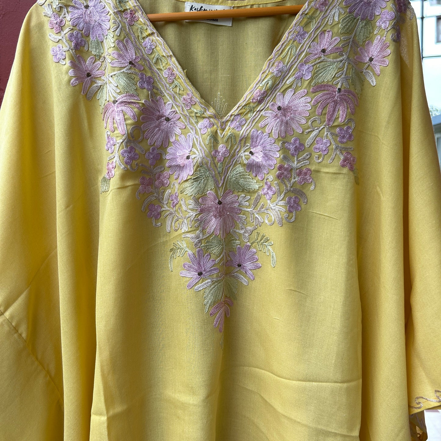Yellow Kashmiri Short Kaftan Top