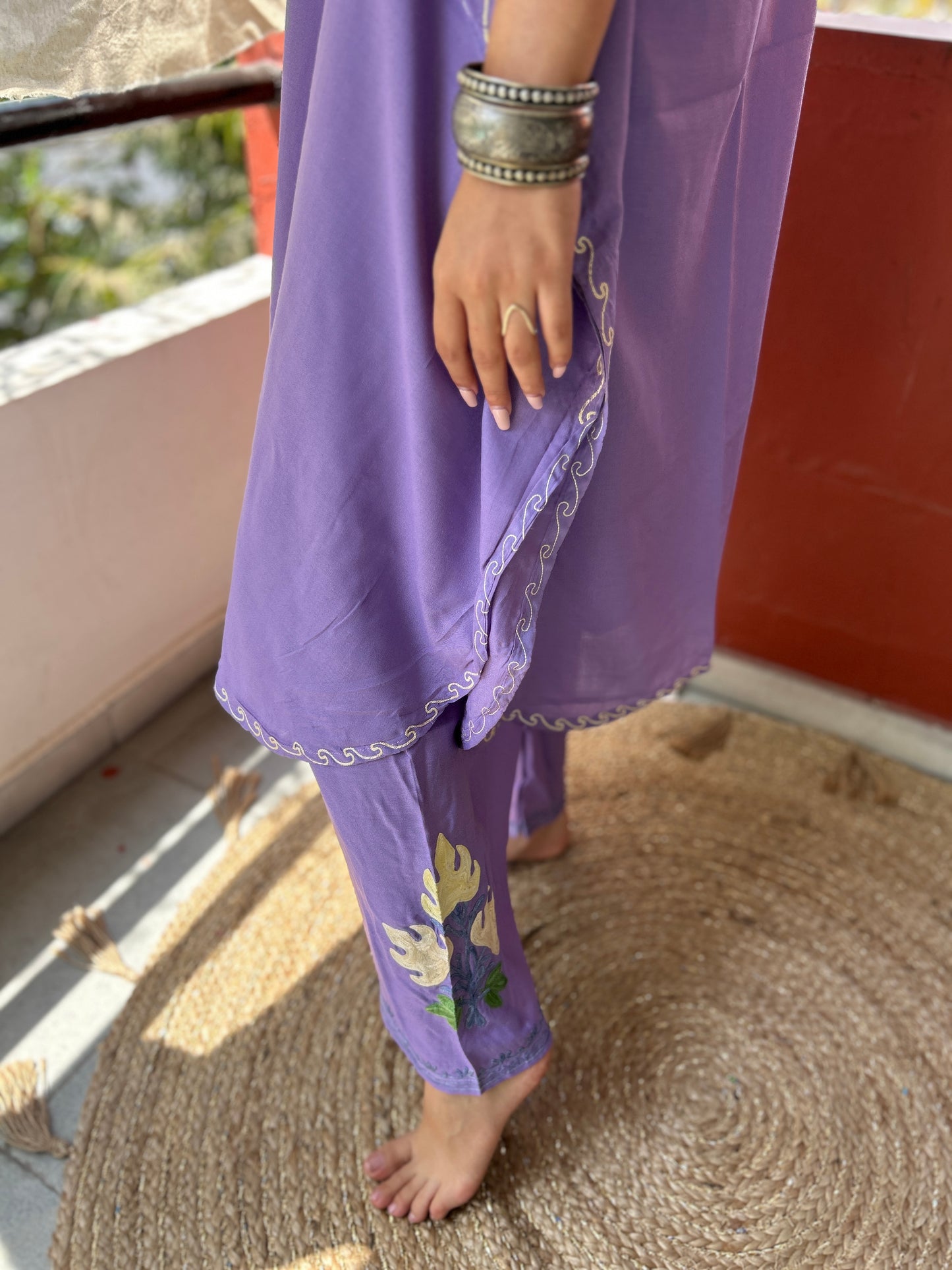 Purple Cotton Kaftan Co-Ord Set