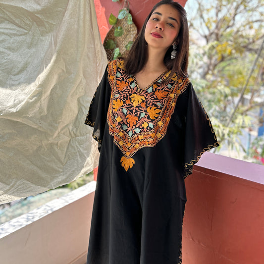 Black Cotton Kaftan Co-ord Set