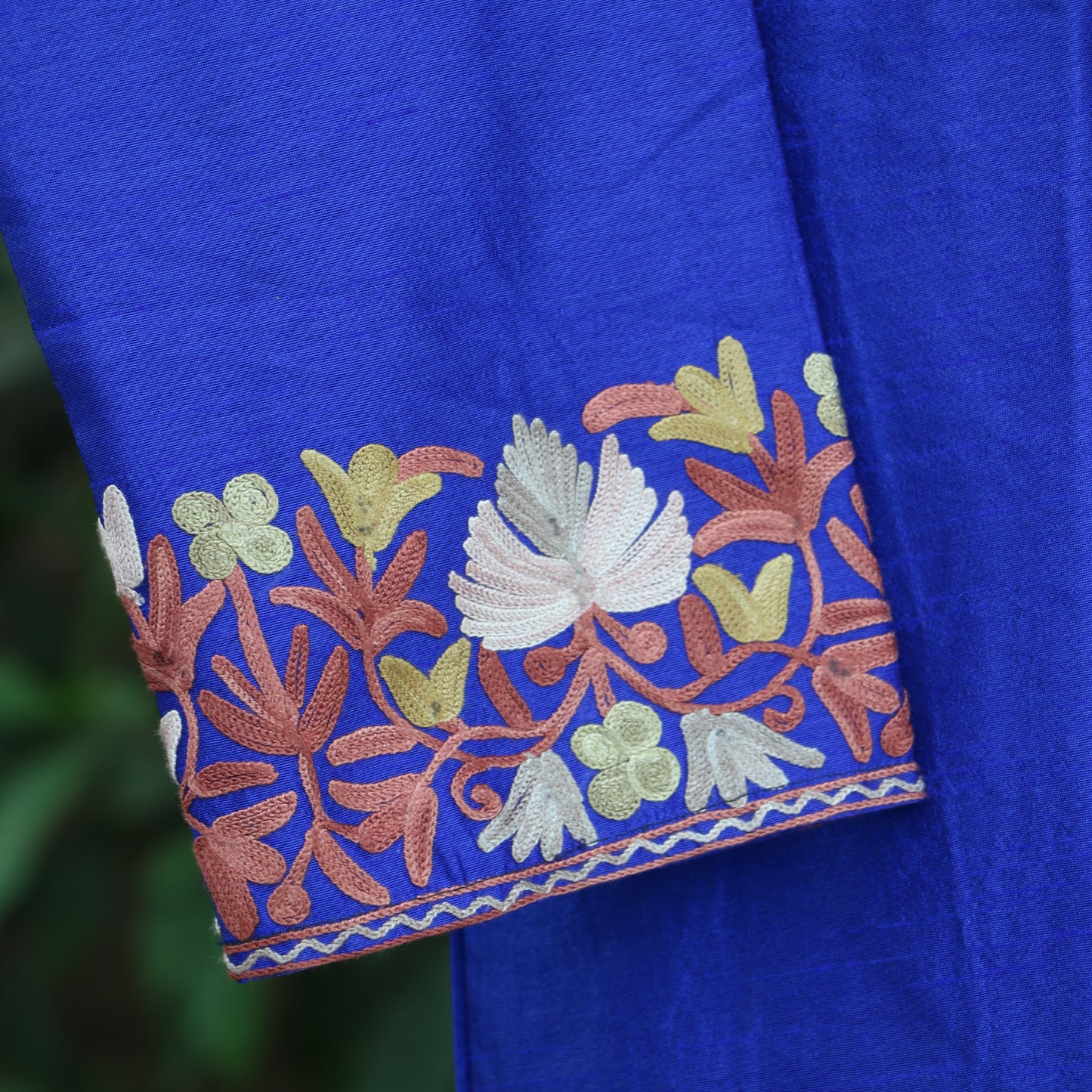 Kashmiri Royal Blue Silk Jacket