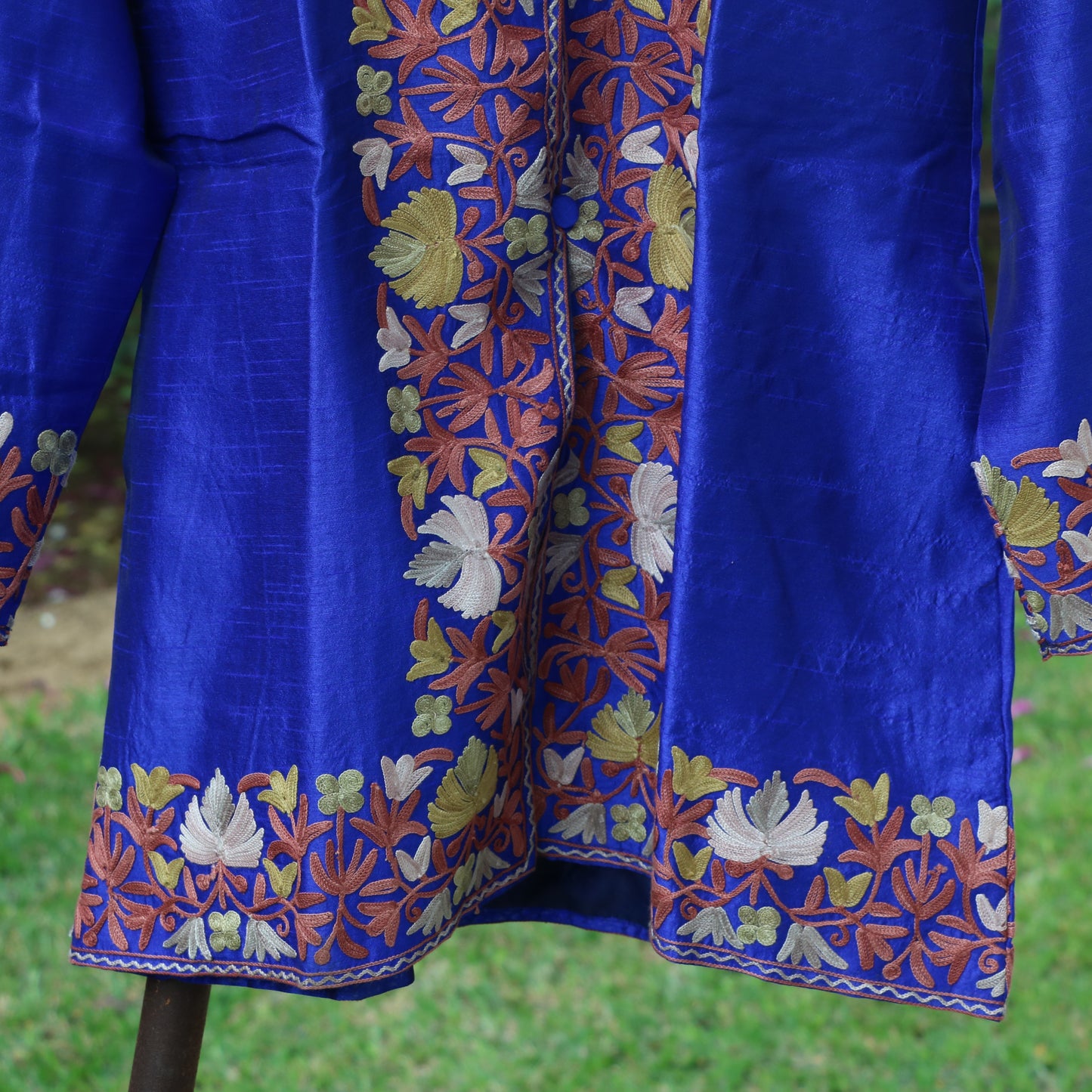 Kashmiri Royal Blue Silk Jacket