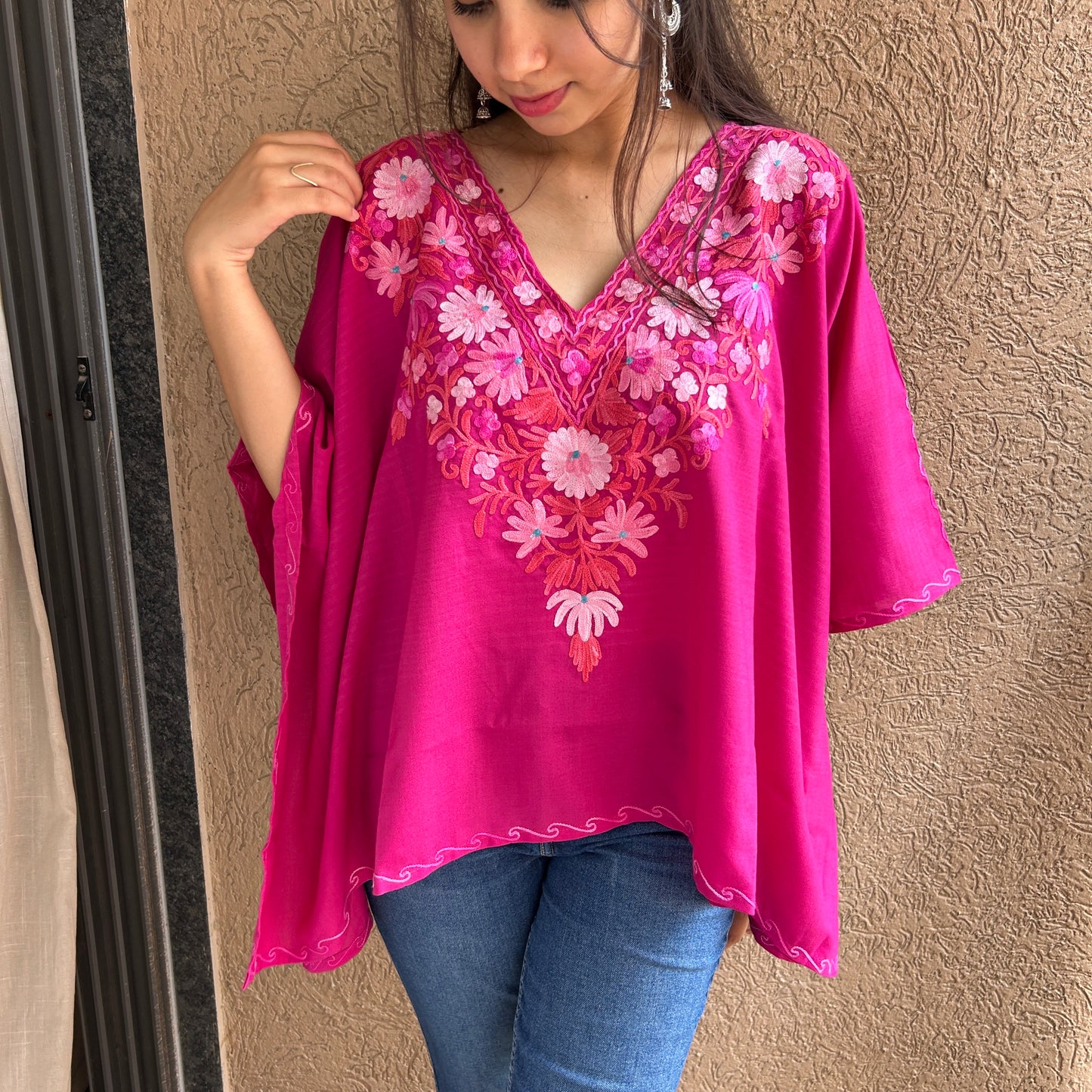 Pink Cotton Kaftan Top