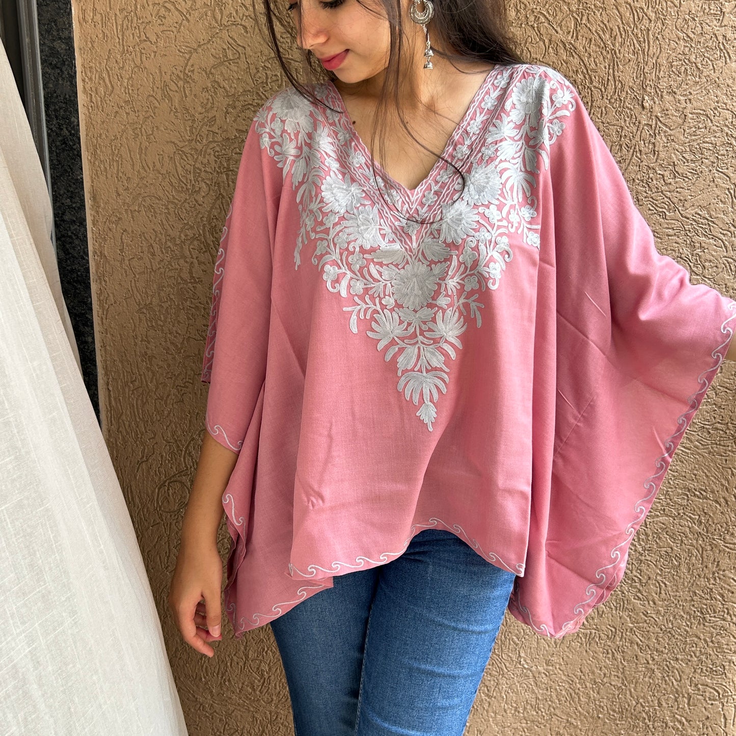 Cherry Blossom Cotton Kaftan Top