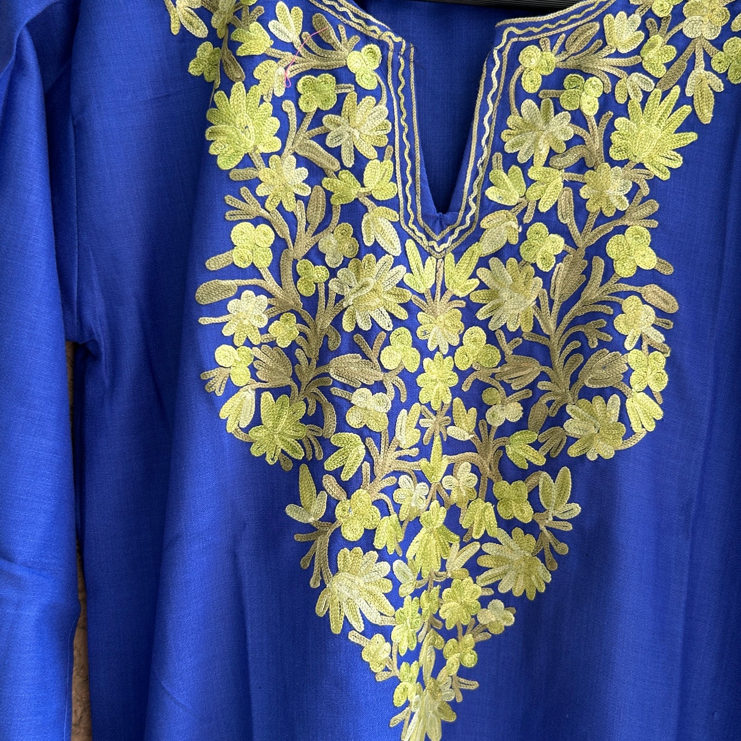 Blue Cotton Kashmiri Kurti (Size 38)