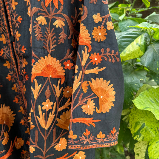 Black-Orange Silk Jacket