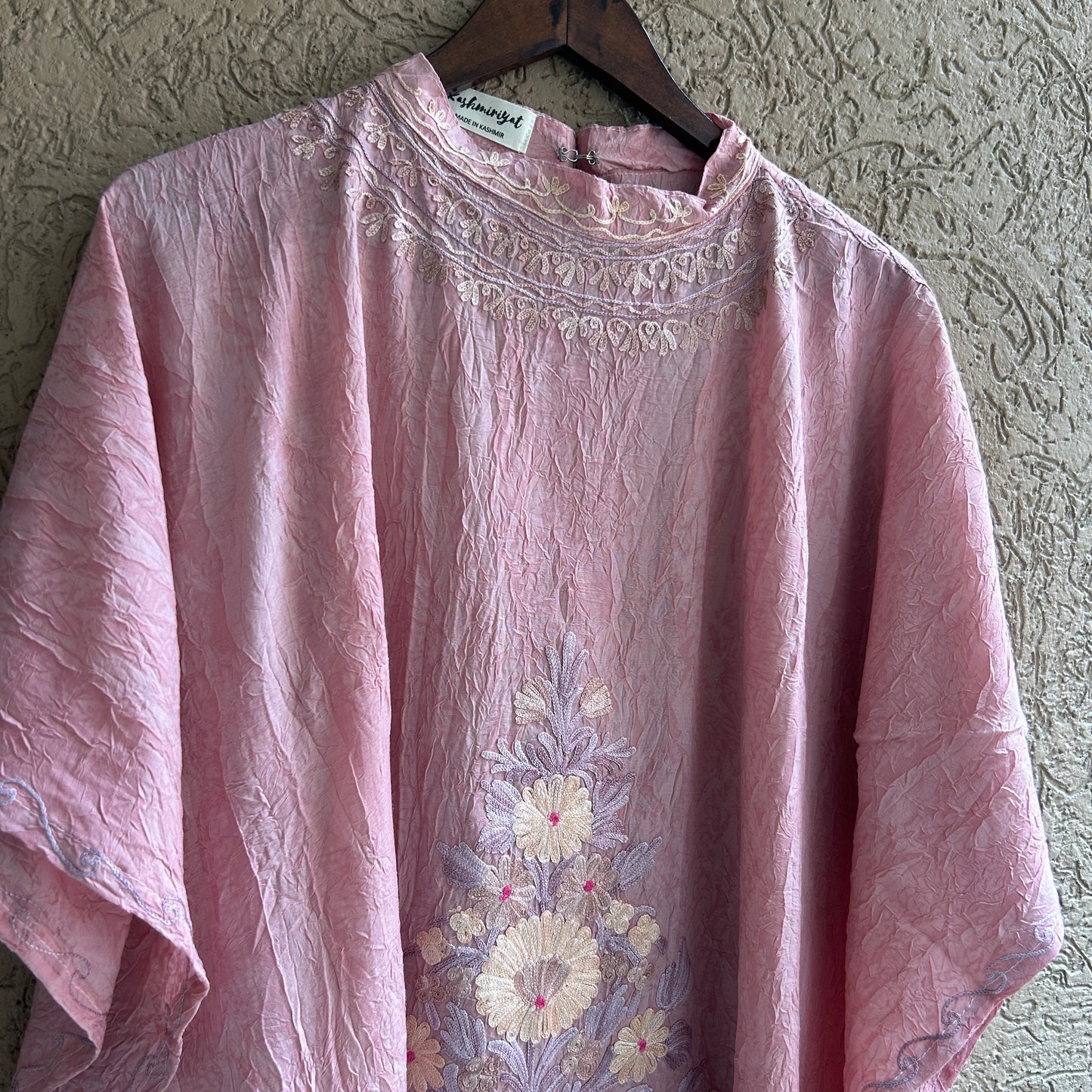 Light Pink Cotton Kaftan with Collar