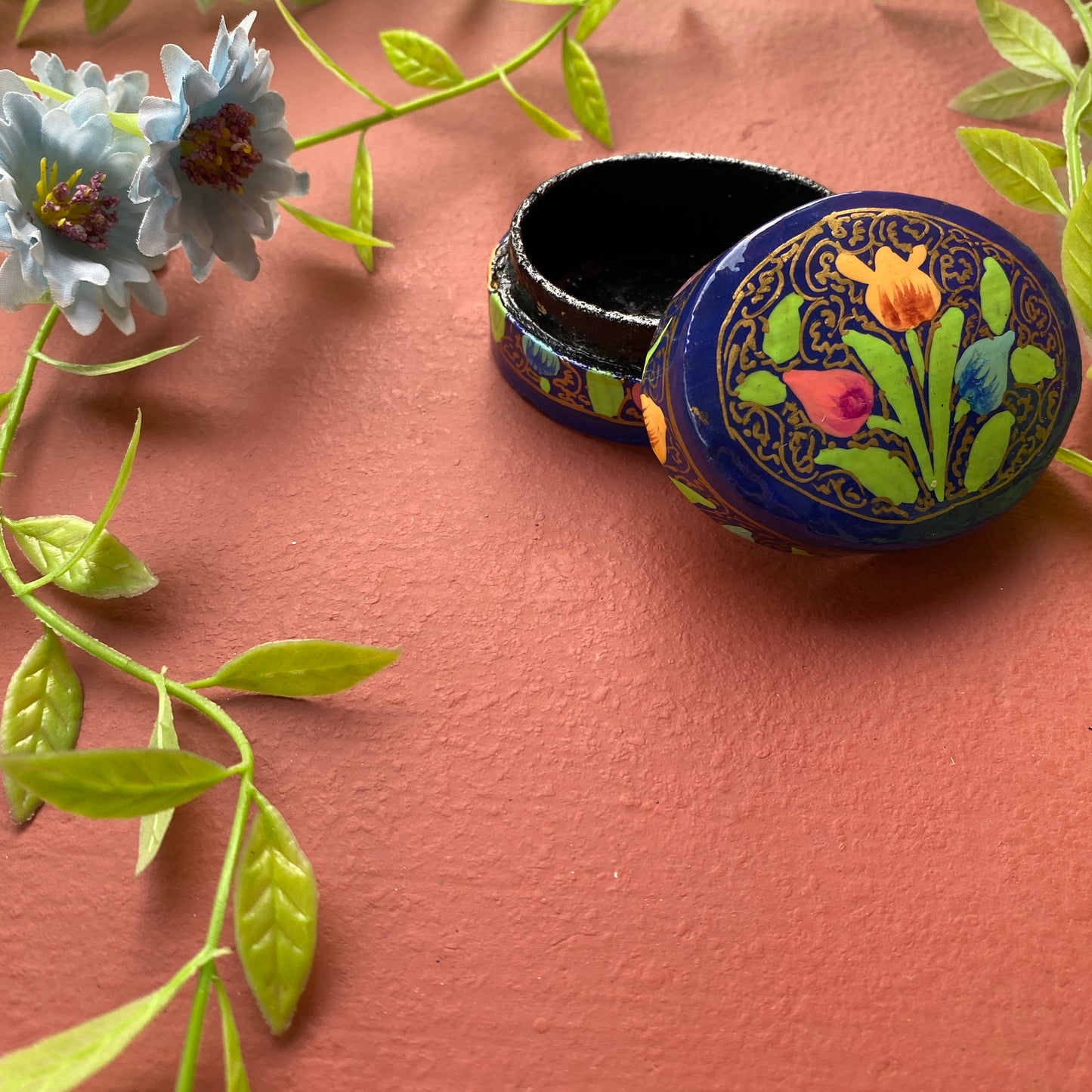 Mini Papier Mache Box (Dark Blue)