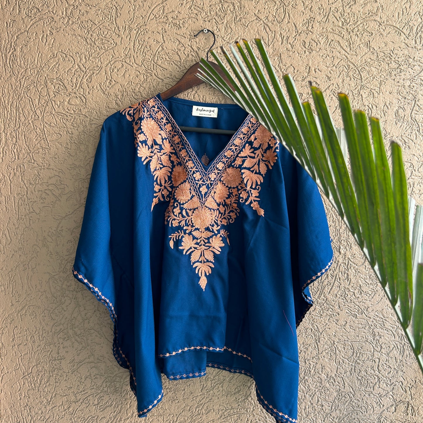 Teal Blue Zari Kaftan Top