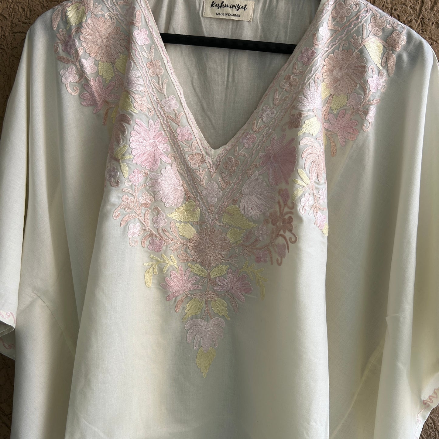 Pastel White Cotton Kaftan Top