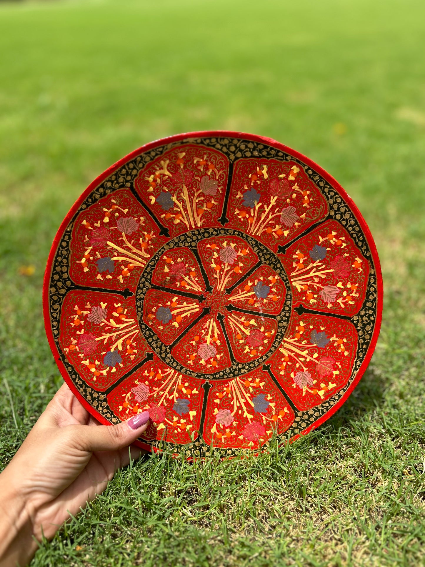 Papier Mache Wall Plates Red Mosaic