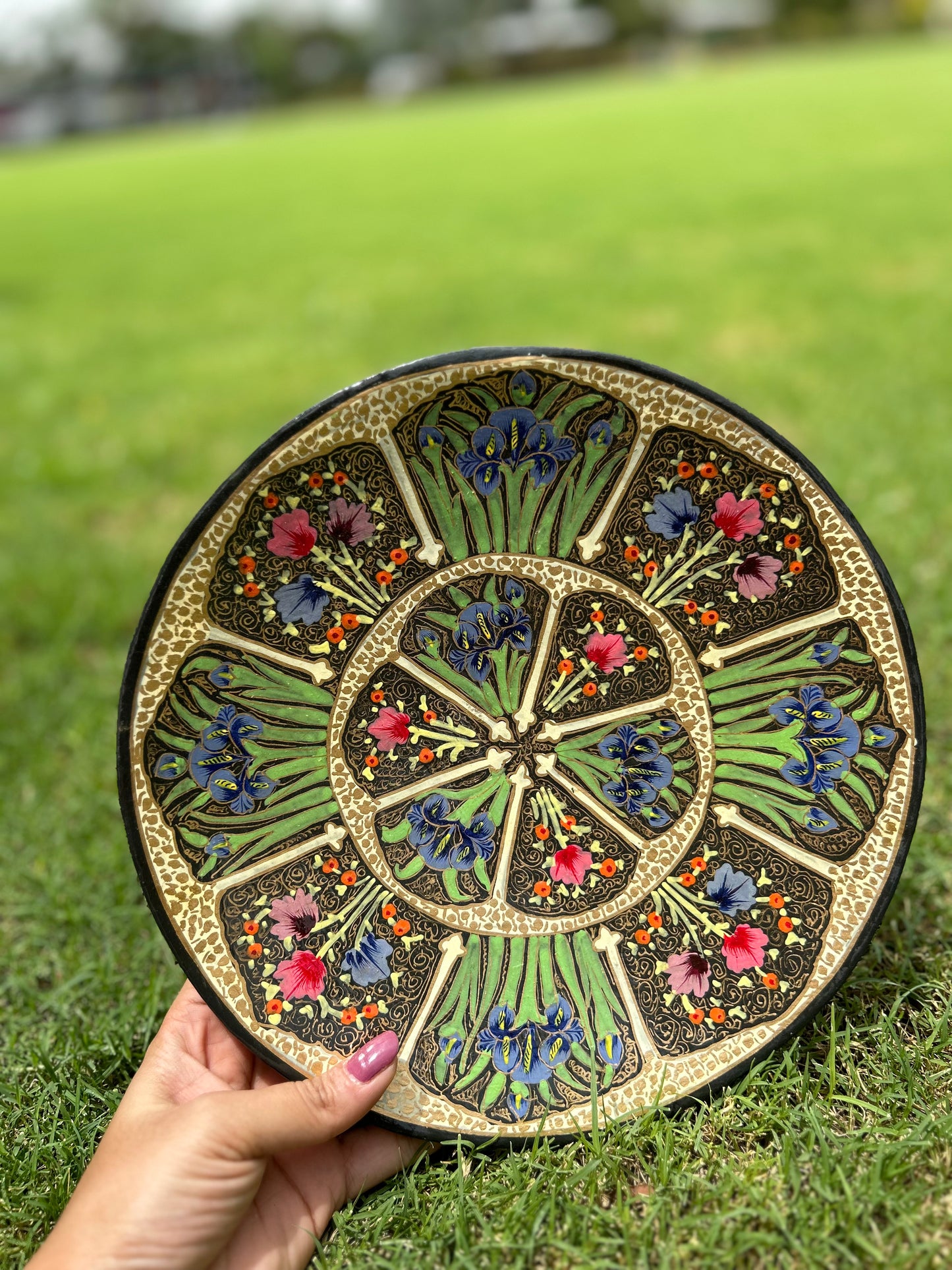 Papier Mache Wall Plates Black Mosaic