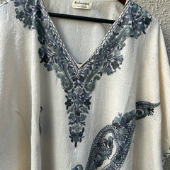 White Paisley Cotton Kaftan hover