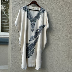 White Paisley Cotton Kaftan