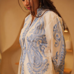 White and Blue Silk Jacket