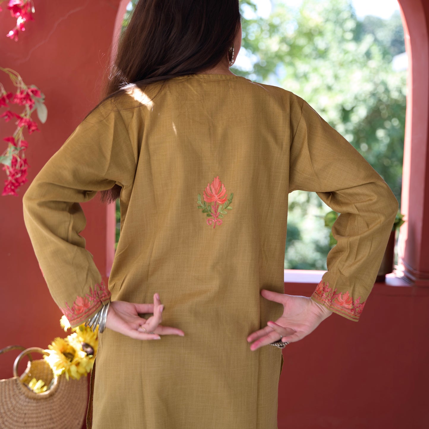 Brown Kashmiri Kurti Co-Ord Set