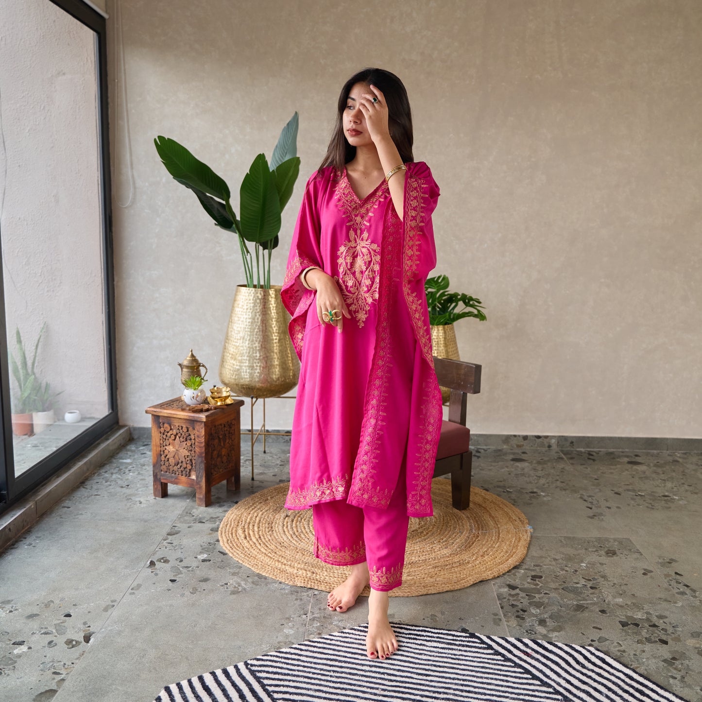 Mughal Zari Kashmiri Kaftan Set