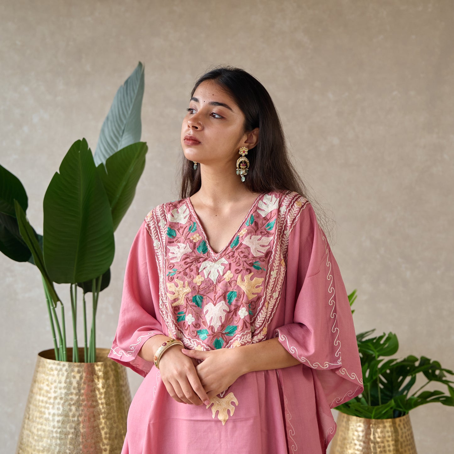 Pastel Pink Cotton Kaftan Co-Ord Set