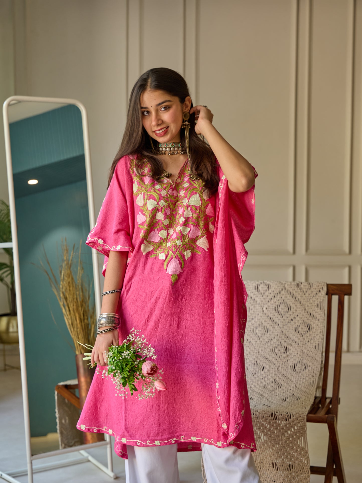 Pink Gul Kashmiri Kaftan