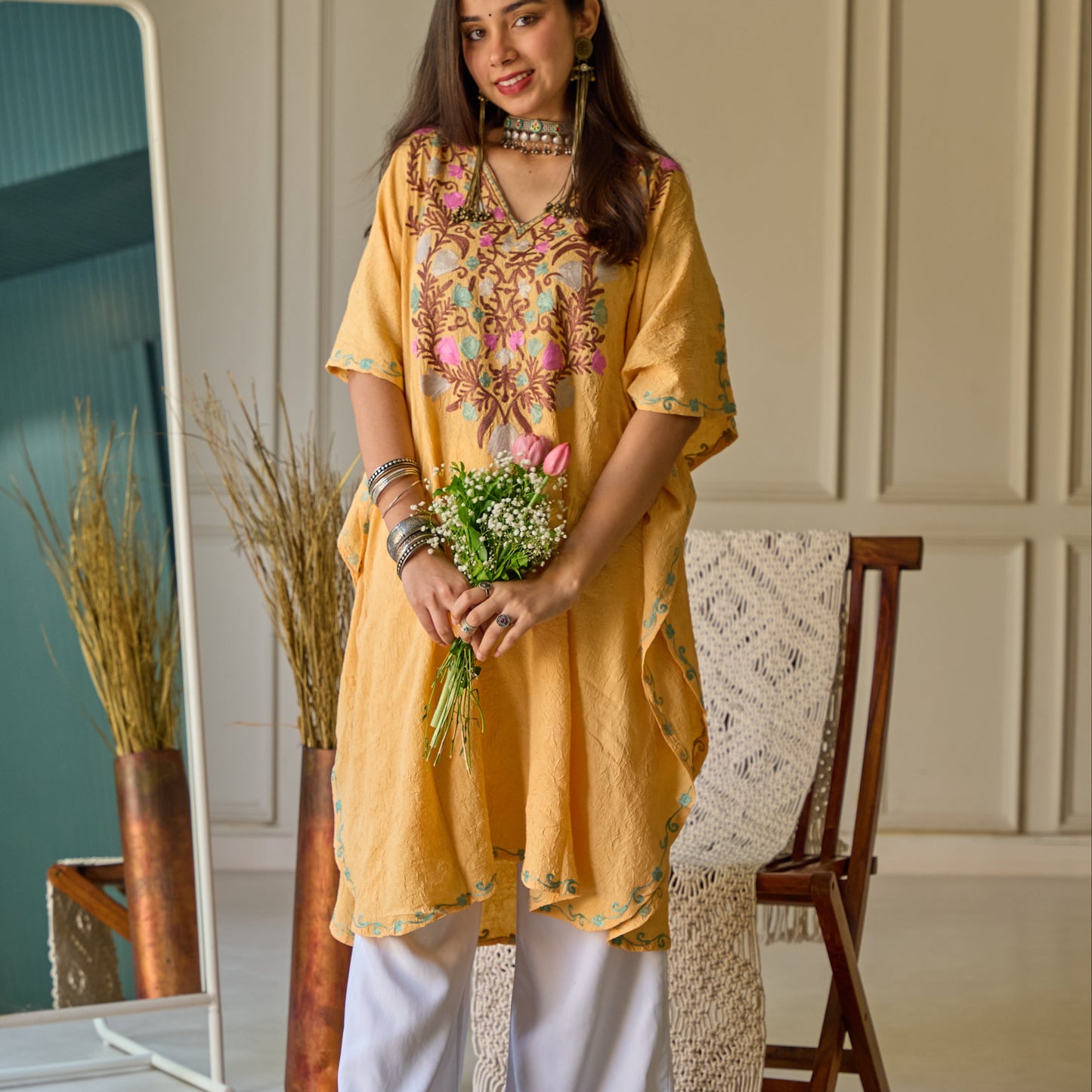 Mustard Gul Kashmiri Kaftan