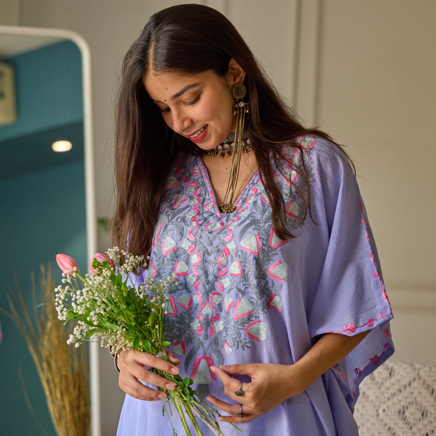 Blue Gul Kashmiri Kaftan