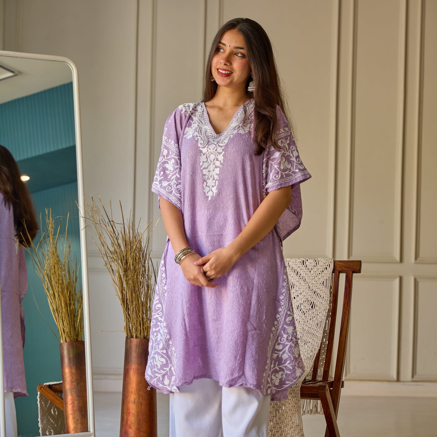 Purple with White Mughal Kashmiri Kaftan