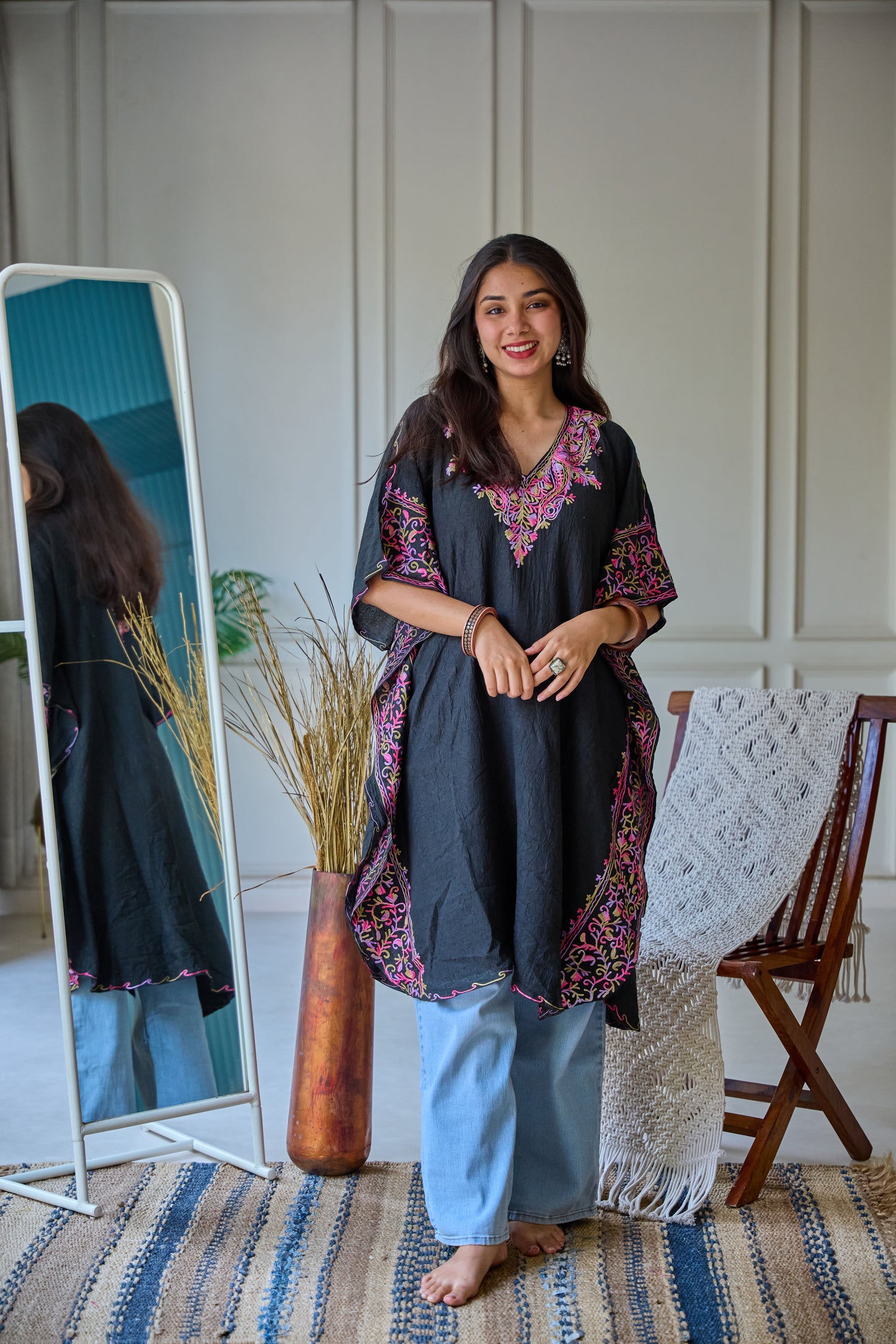 Black Mughal Kashmiri Kaftan