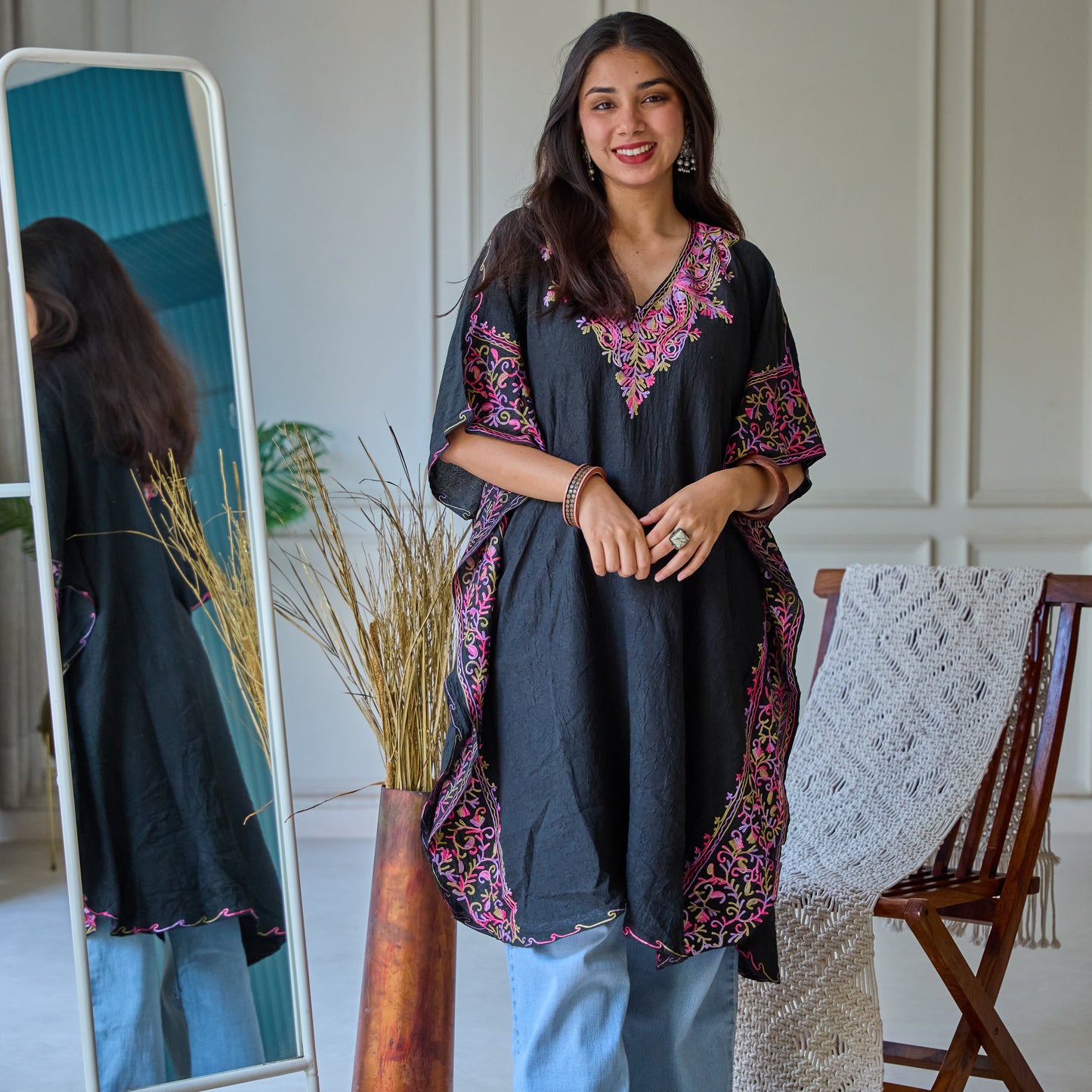 Black Mughal Kashmiri Kaftan