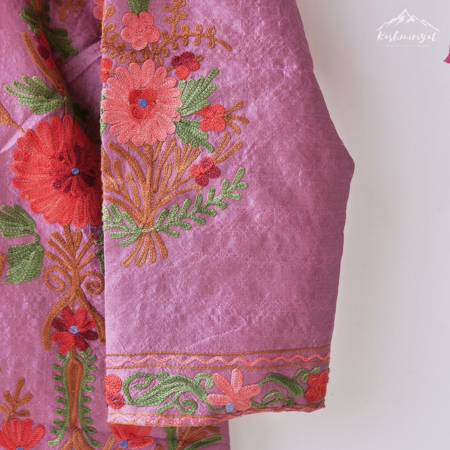 Kashmiri Mauve Pink Silk Jacket