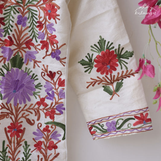 White Floral Silk Jacket