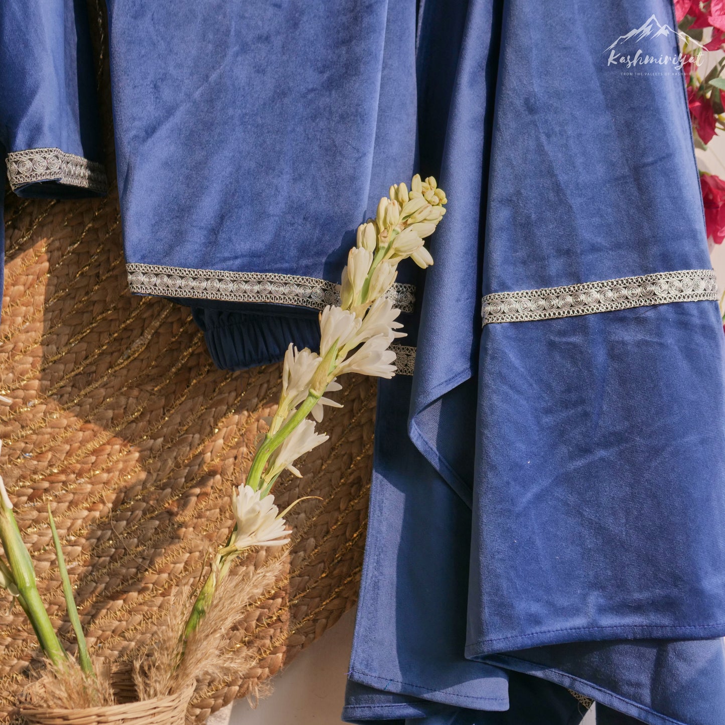 Kashmiri Blue Silver Velvet Suit