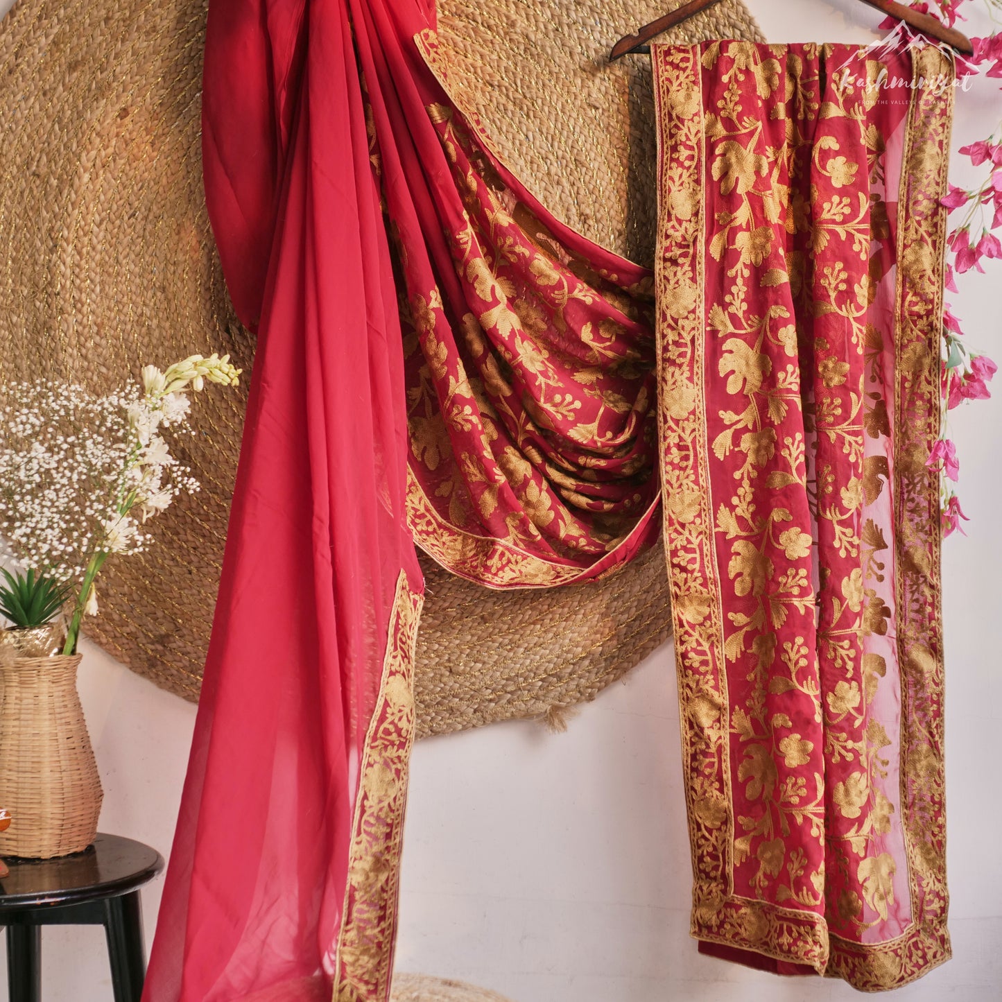 Red Aari Georgette Saree