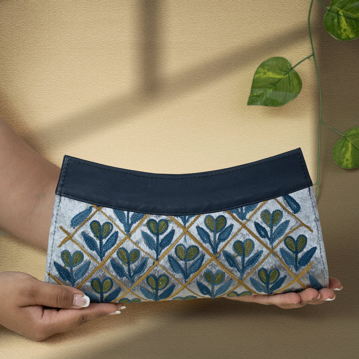 Pastel Blue Kashmiri Velvet Clutch