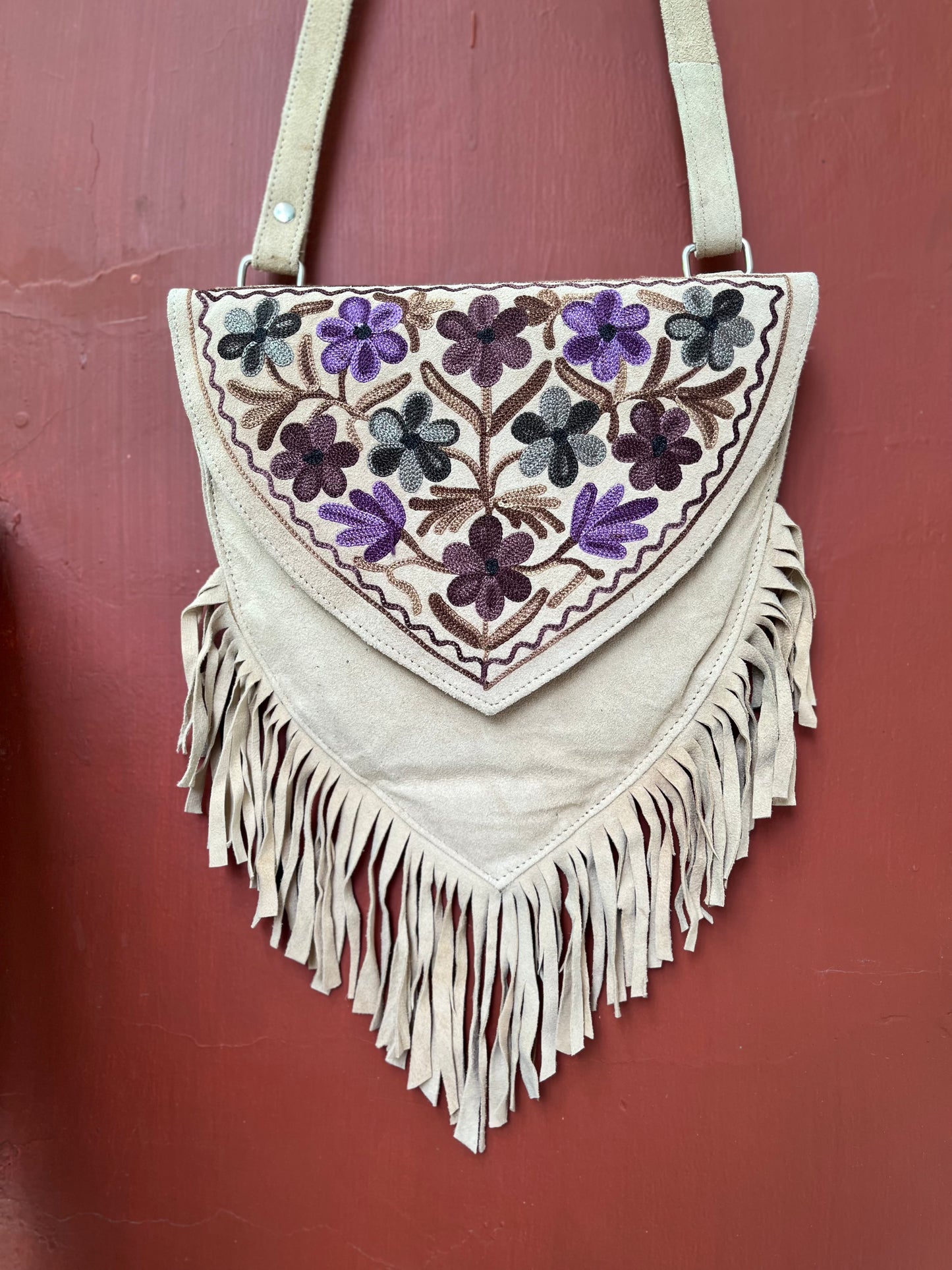 Light Brown Sling Bag with Fringes 02