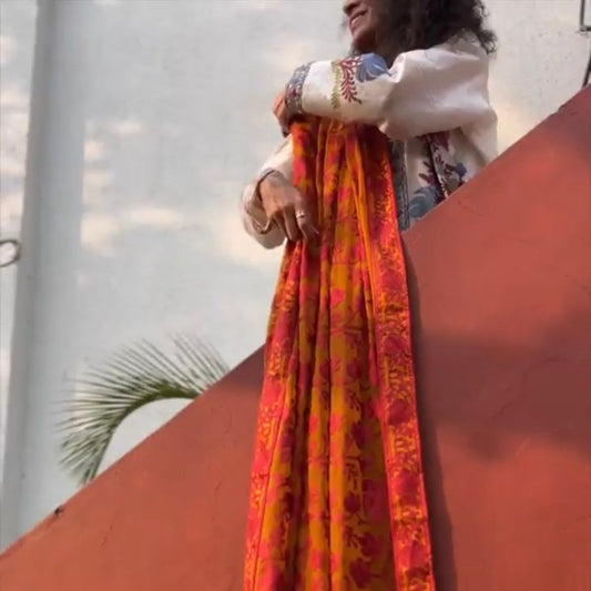 Orange Georgette Saree