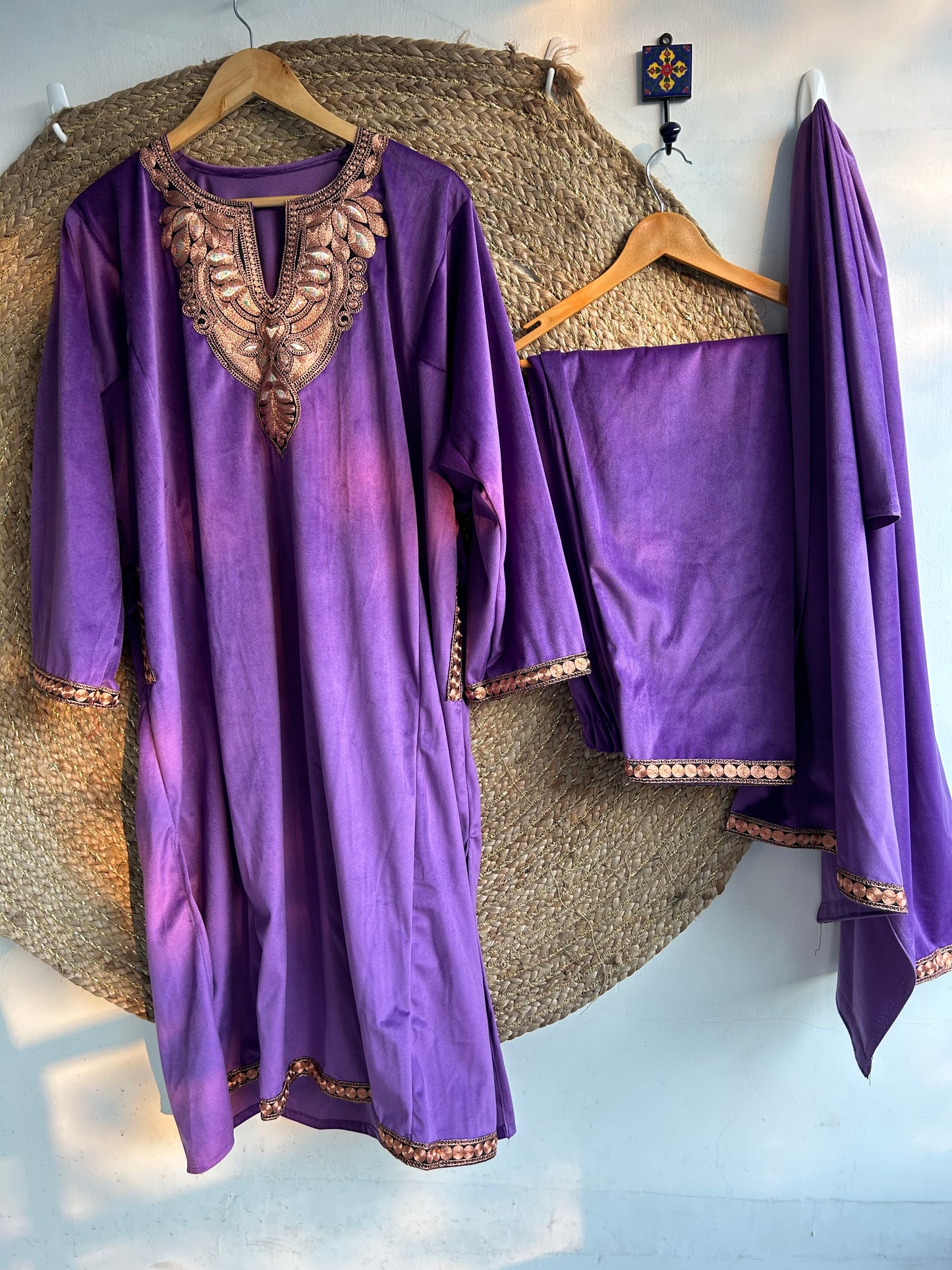 Kashmiri Purple Velvet Suit