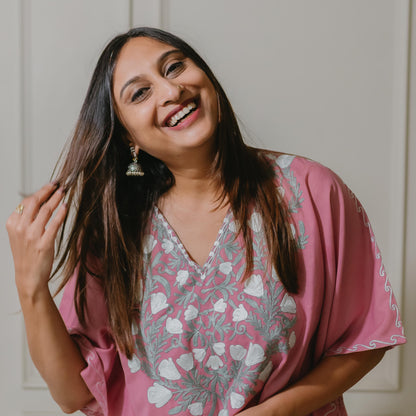 Tea Pink Tulip Cotton Kaftan Top