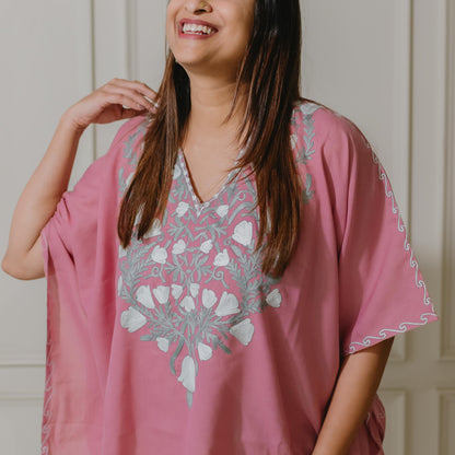 Tea Pink Tulip Cotton Kaftan Top