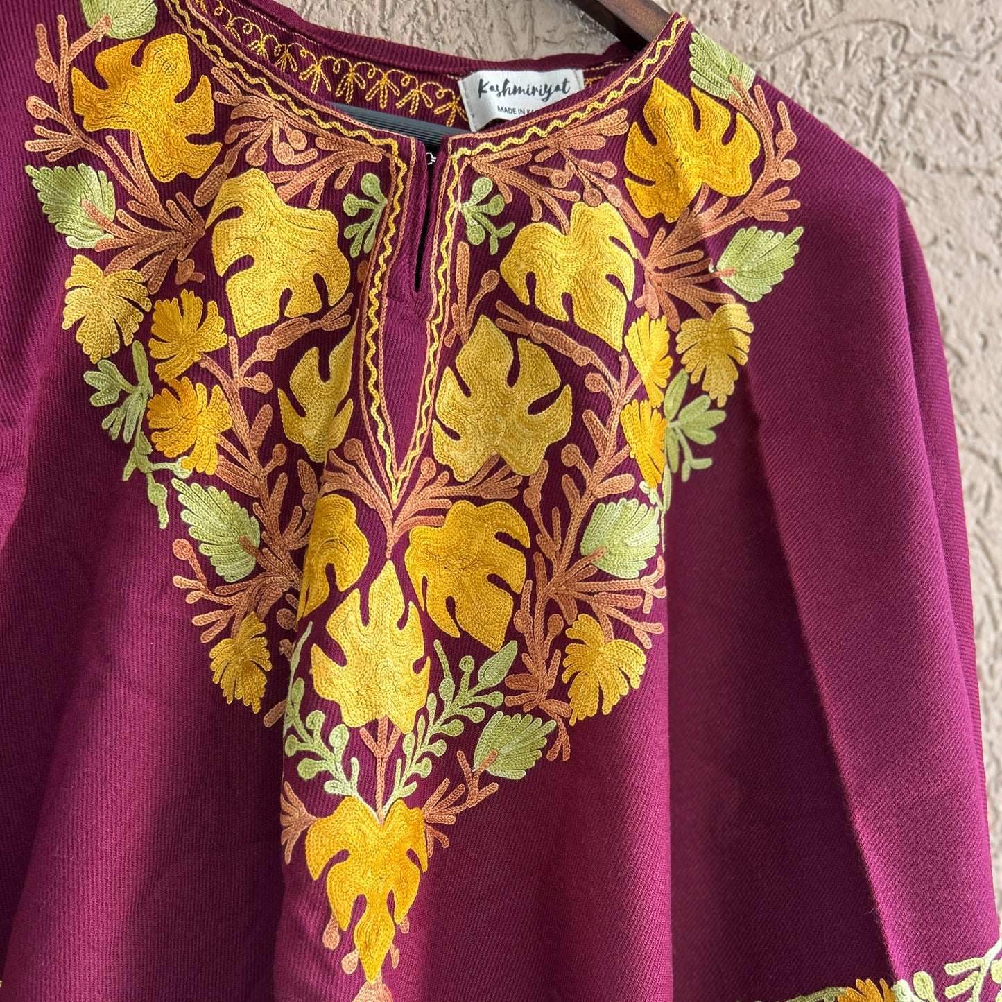 Maroon Kashmiri Poncho