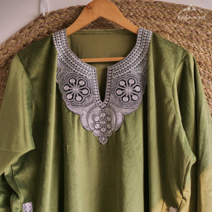 Kashmiri Green Velvet Suit