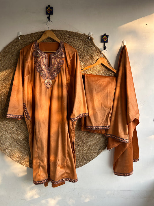 Kashmiri Copper Velvet Suit