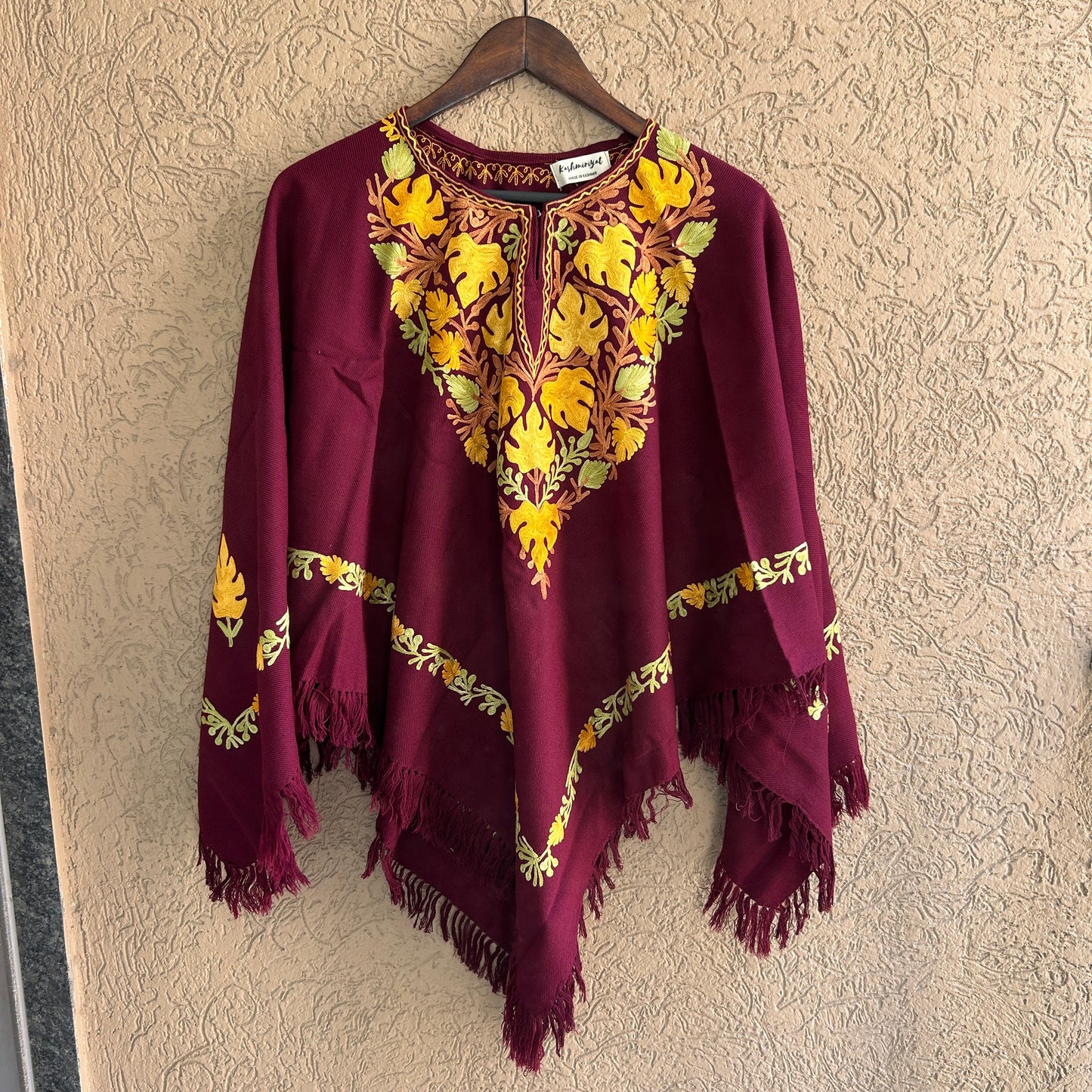 Maroon Kashmiri Poncho