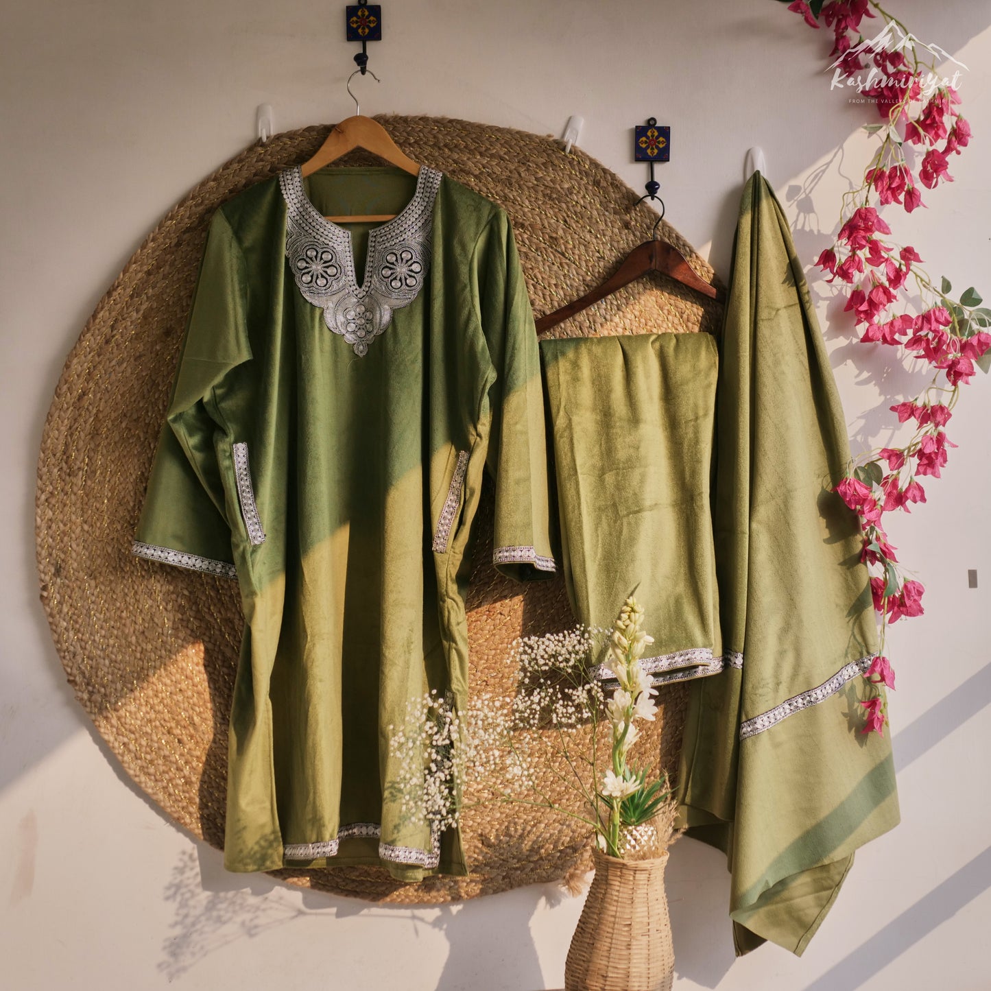 Kashmiri Green Velvet Suit