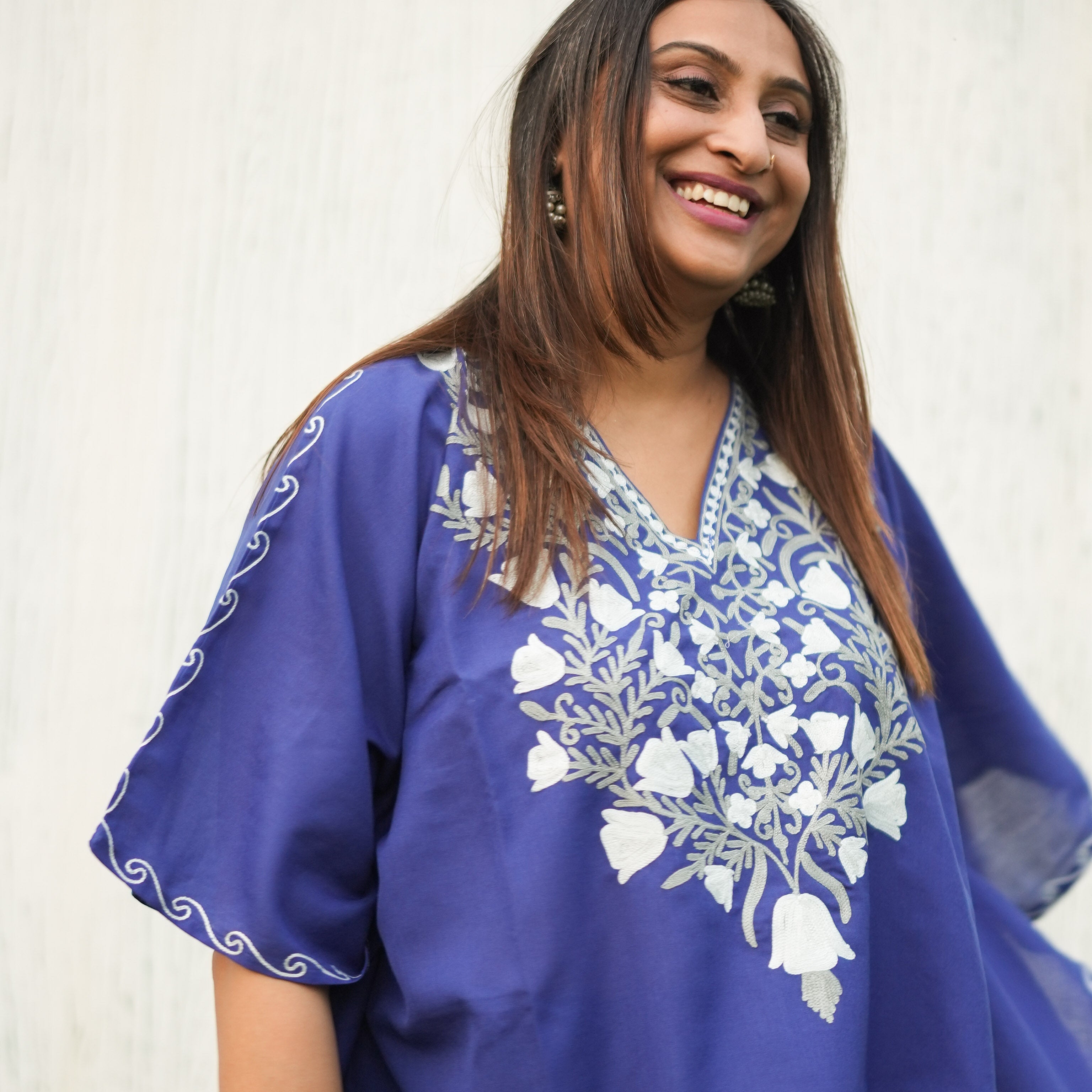 Blue Tulip Kashmiri Cotton Kaftan Top