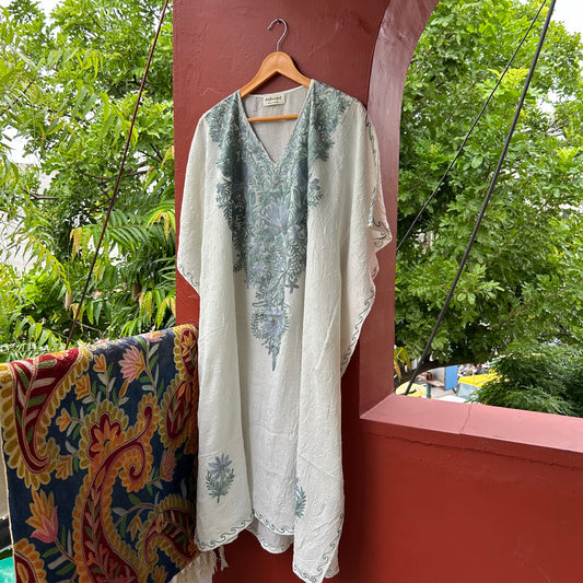 White and Blue Kashmiri Kaftan