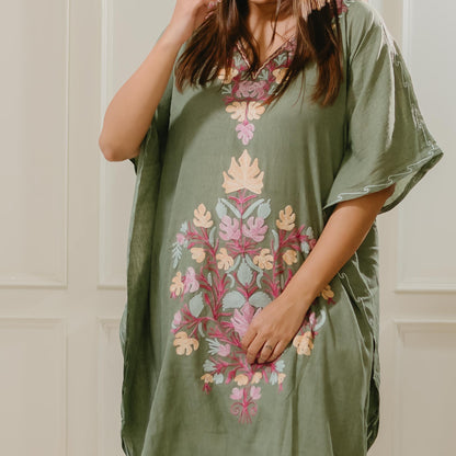 Green Chinar Cotton Kashmiri Kaftan